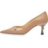 imageFSJ Women Classic Pointed Toe Low Heel Pumps Unique Kitten Heel Slip On Comfort Ladies Daily Office Work Shoes Size 415 USNude