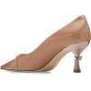 imageFSJ Women Classic Pointed Toe Low Heel Pumps Unique Kitten Heel Slip On Comfort Ladies Daily Office Work Shoes Size 415 USNude