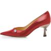 imageFSJ Women Classic Pointed Toe Low Heel Pumps Unique Kitten Heel Slip On Comfort Ladies Daily Office Work Shoes Size 415 USRed