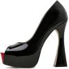 imageFSJ Women Classic Thick High Heels Platform Shoes Fashion Rainbow Elegant Peep Toe Slip On Pumps Dress Wedding Party Size 415 USBlack