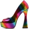 imageFSJ Women Classic Thick High Heels Platform Shoes Fashion Rainbow Elegant Peep Toe Slip On Pumps Dress Wedding Party Size 415 USMulticolor