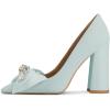 imageFSJ Women Cute Rhinestone Bow Pointed Toe Pumps Shining Crystal Bowtie Chunky Block High Heel Slip On Homecoming Party Dress Shoes Size 415 USBaby Blue