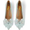 imageFSJ Women Cute Rhinestone Bow Pointed Toe Pumps Shining Crystal Bowtie Chunky Block High Heel Slip On Homecoming Party Dress Shoes Size 415 USBaby Blue