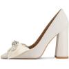 imageFSJ Women Cute Rhinestone Bow Pointed Toe Pumps Shining Crystal Bowtie Chunky Block High Heel Slip On Homecoming Party Dress Shoes Size 415 USBeige