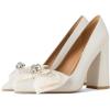 imageFSJ Women Cute Rhinestone Bow Pointed Toe Pumps Shining Crystal Bowtie Chunky Block High Heel Slip On Homecoming Party Dress Shoes Size 415 USBeige