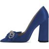 imageFSJ Women Cute Rhinestone Bow Pointed Toe Pumps Shining Crystal Bowtie Chunky Block High Heel Slip On Homecoming Party Dress Shoes Size 415 USBlue