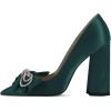 imageFSJ Women Cute Rhinestone Bow Pointed Toe Pumps Shining Crystal Bowtie Chunky Block High Heel Slip On Homecoming Party Dress Shoes Size 415 USForest Green