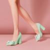 imageFSJ Women Cute Rhinestone Bow Pointed Toe Pumps Shining Crystal Bowtie Chunky Block High Heel Slip On Homecoming Party Dress Shoes Size 415 USGreen