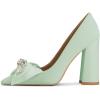 imageFSJ Women Cute Rhinestone Bow Pointed Toe Pumps Shining Crystal Bowtie Chunky Block High Heel Slip On Homecoming Party Dress Shoes Size 415 USGreen