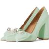 imageFSJ Women Cute Rhinestone Bow Pointed Toe Pumps Shining Crystal Bowtie Chunky Block High Heel Slip On Homecoming Party Dress Shoes Size 415 USGreen