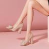 imageFSJ Women Cute Rhinestone Bow Pointed Toe Pumps Shining Crystal Bowtie Chunky Block High Heel Slip On Homecoming Party Dress Shoes Size 415 USPink