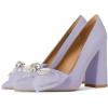 imageFSJ Women Cute Rhinestone Bow Pointed Toe Pumps Shining Crystal Bowtie Chunky Block High Heel Slip On Homecoming Party Dress Shoes Size 415 USPurple