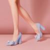 imageFSJ Women Cute Rhinestone Bow Pointed Toe Pumps Shining Crystal Bowtie Chunky Block High Heel Slip On Homecoming Party Dress Shoes Size 415 USPurple