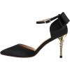 imageFSJ Women Dorsay Pointy Toe Ankle Strappy Pumps Mid Heels Bowknots Sandals Sexy Party Dress Shoes Size 415 USBlack