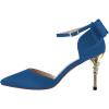 imageFSJ Women Dorsay Pointy Toe Ankle Strappy Pumps Mid Heels Bowknots Sandals Sexy Party Dress Shoes Size 415 USBlue