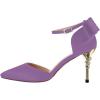 imageFSJ Women Dorsay Pointy Toe Ankle Strappy Pumps Mid Heels Bowknots Sandals Sexy Party Dress Shoes Size 415 USLavender