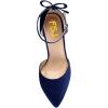 imageFSJ Women Dorsay Pointy Toe Ankle Strappy Pumps Mid Heels Bowknots Sandals Sexy Party Dress Shoes Size 415 USNavy