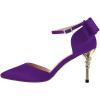 imageFSJ Women Dorsay Pointy Toe Ankle Strappy Pumps Mid Heels Bowknots Sandals Sexy Party Dress Shoes Size 415 USPurple