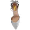 imageFSJ Women Dorsay Pointy Toe Ankle Strappy Pumps Mid Heels Bowknots Sandals Sexy Party Dress Shoes Size 415 USSilver