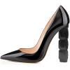 imageFSJ Women Jeweled High Heel Pointed Toe Pump Slip On Sparkling Crystal Bead Heel Sexy Ladies Bridal Evening Shoes Size 415 USBlack Heel Patent