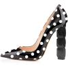 imageFSJ Women Jeweled High Heel Pointed Toe Pump Slip On Sparkling Crystal Bead Heel Sexy Ladies Bridal Evening Shoes Size 415 USBlack Polka Dot