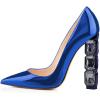 imageFSJ Women Jeweled High Heel Pointed Toe Pump Slip On Sparkling Crystal Bead Heel Sexy Ladies Bridal Evening Shoes Size 415 USBlue
