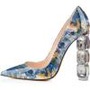 imageFSJ Women Jeweled High Heel Pointed Toe Pump Slip On Sparkling Crystal Bead Heel Sexy Ladies Bridal Evening Shoes Size 415 USBlue Painting