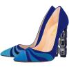 imageFSJ Women Jeweled High Heel Pointed Toe Pump Slip On Sparkling Crystal Bead Heel Sexy Ladies Bridal Evening Shoes Size 415 USBlue Suede Stitching