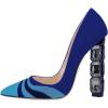 imageFSJ Women Jeweled High Heel Pointed Toe Pump Slip On Sparkling Crystal Bead Heel Sexy Ladies Bridal Evening Shoes Size 415 USBlue Suede Stitching