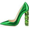 imageFSJ Women Jeweled High Heel Pointed Toe Pump Slip On Sparkling Crystal Bead Heel Sexy Ladies Bridal Evening Shoes Size 415 USGreen