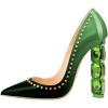 imageFSJ Women Jeweled High Heel Pointed Toe Pump Slip On Sparkling Crystal Bead Heel Sexy Ladies Bridal Evening Shoes Size 415 USGreen Gradient