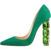 imageFSJ Women Jeweled High Heel Pointed Toe Pump Slip On Sparkling Crystal Bead Heel Sexy Ladies Bridal Evening Shoes Size 415 USGreensuede