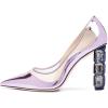 imageFSJ Women Jeweled High Heel Pointed Toe Pump Slip On Sparkling Crystal Bead Heel Sexy Ladies Bridal Evening Shoes Size 415 USLavender