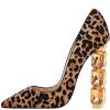 imageFSJ Women Jeweled High Heel Pointed Toe Pump Slip On Sparkling Crystal Bead Heel Sexy Ladies Bridal Evening Shoes Size 415 USLeopard Suede
