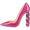 imageFSJ Women Jeweled High Heel Pointed Toe Pump Slip On Sparkling Crystal Bead Heel Sexy Ladies Bridal Evening Shoes Size 415 USMagenta