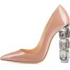 imageFSJ Women Jeweled High Heel Pointed Toe Pump Slip On Sparkling Crystal Bead Heel Sexy Ladies Bridal Evening Shoes Size 415 USNude