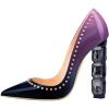 imageFSJ Women Jeweled High Heel Pointed Toe Pump Slip On Sparkling Crystal Bead Heel Sexy Ladies Bridal Evening Shoes Size 415 USPurple Gradient