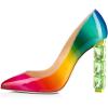 imageFSJ Women Jeweled High Heel Pointed Toe Pump Slip On Sparkling Crystal Bead Heel Sexy Ladies Bridal Evening Shoes Size 415 USRainbow