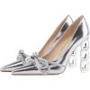 imageFSJ Women Jeweled High Heel Pointed Toe Pump Slip On Sparkling Crystal Bead Heel Sexy Ladies Bridal Evening Shoes Size 415 USSilverbows