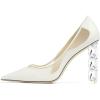 imageFSJ Women Jeweled High Heel Pointed Toe Pump Slip On Sparkling Crystal Bead Heel Sexy Ladies Bridal Evening Shoes Size 415 USWhite