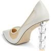 imageFSJ Women Jeweled High Heel Pointed Toe Pump Slip On Sparkling Crystal Bead Heel Sexy Ladies Bridal Evening Shoes Size 415 USWhite