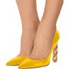 imageFSJ Women Jeweled High Heel Pointed Toe Pump Slip On Sparkling Crystal Bead Heel Sexy Ladies Bridal Evening Shoes Size 415 USYellow