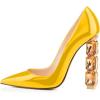 imageFSJ Women Jeweled High Heel Pointed Toe Pump Slip On Sparkling Crystal Bead Heel Sexy Ladies Bridal Evening Shoes Size 415 USYellow