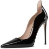 imageFSJ Women Pointed Toe High Heels Sexy Stiletto Pumps Slip On Faux Leather Rhinestone Heeled Sparkly Prom Wedding Dress Shoes Size 415 USBlack