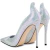 imageFSJ Women Pointed Toe High Heels Sexy Stiletto Pumps Slip On Faux Leather Rhinestone Heeled Sparkly Prom Wedding Dress Shoes Size 415 USSilver