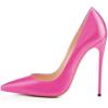imageFSJ Women Stiletto High Heels Pumps Pointed Toe Slide Formal Party Evening Dress Shoes US Size 415 MHotpink Leather