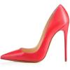 imageFSJ Women Stiletto High Heels Pumps Pointed Toe Slide Formal Party Evening Dress Shoes US Size 415 MRed Leather