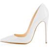 imageFSJ Women Stiletto High Heels Pumps Pointed Toe Slide Formal Party Evening Dress Shoes US Size 415 MWhite Leather