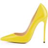 imageFSJ Women Stiletto High Heels Pumps Pointed Toe Slide Formal Party Evening Dress Shoes US Size 415 MYellow Leather