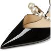 imageFSJ Women Stylish Pointed Toe One Strap with Pearls Sandals Stiletto High Heel Slip On Evening Dress Ladies Shoes Size 415 USBlack